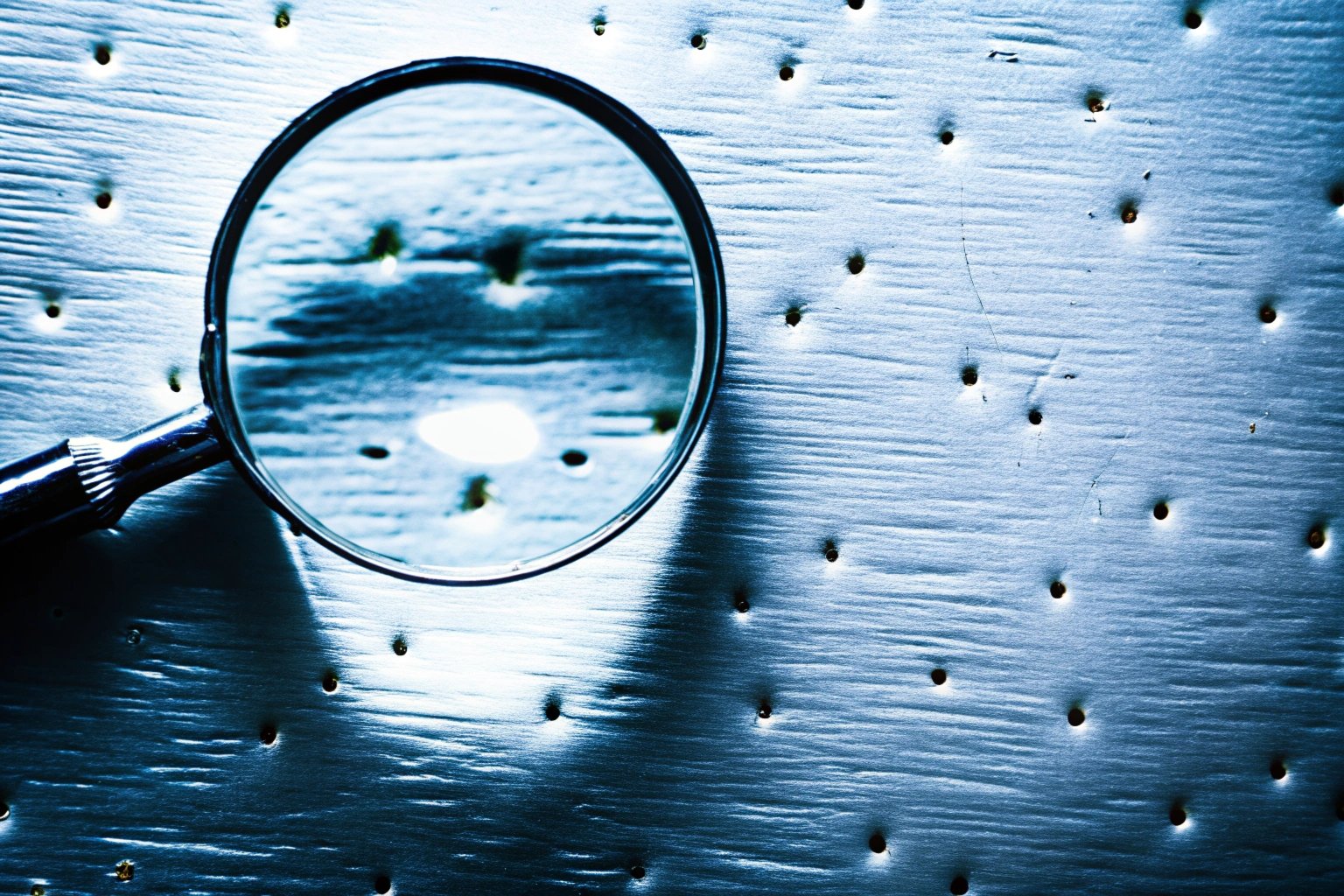 Close up of metal sheet defects