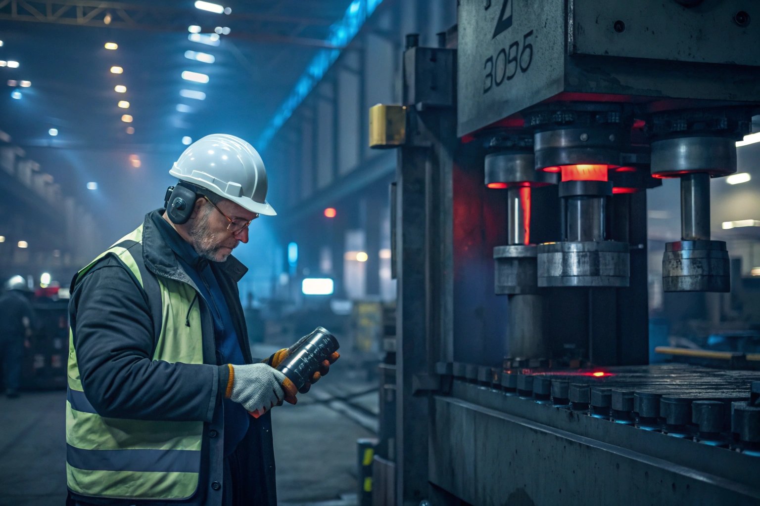 Worker inspecting tinplate sheet