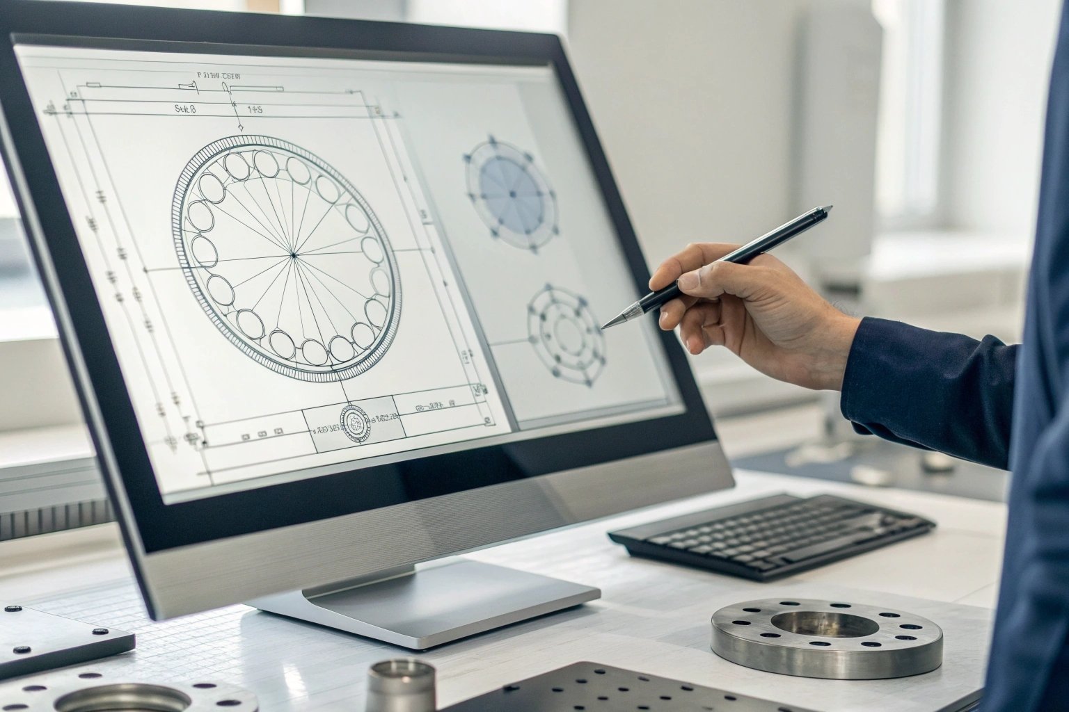 Engineer analyzing tinplate sheet layout on a computer screen