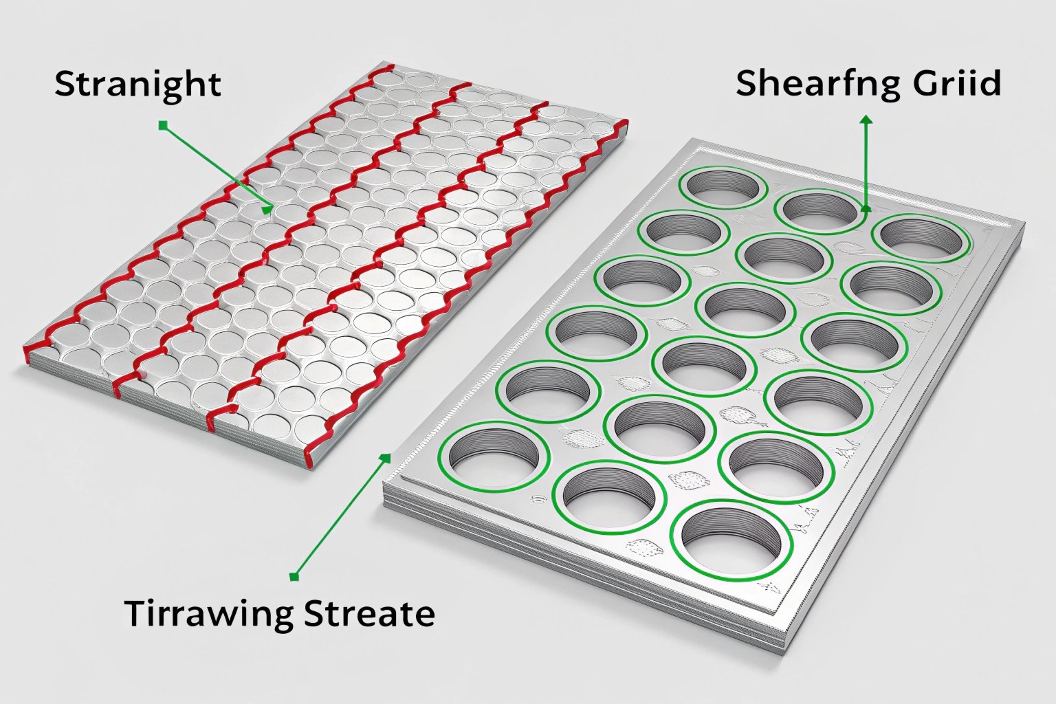 Diagram comparing straight cut waste vs scroll cut nesting efficiency