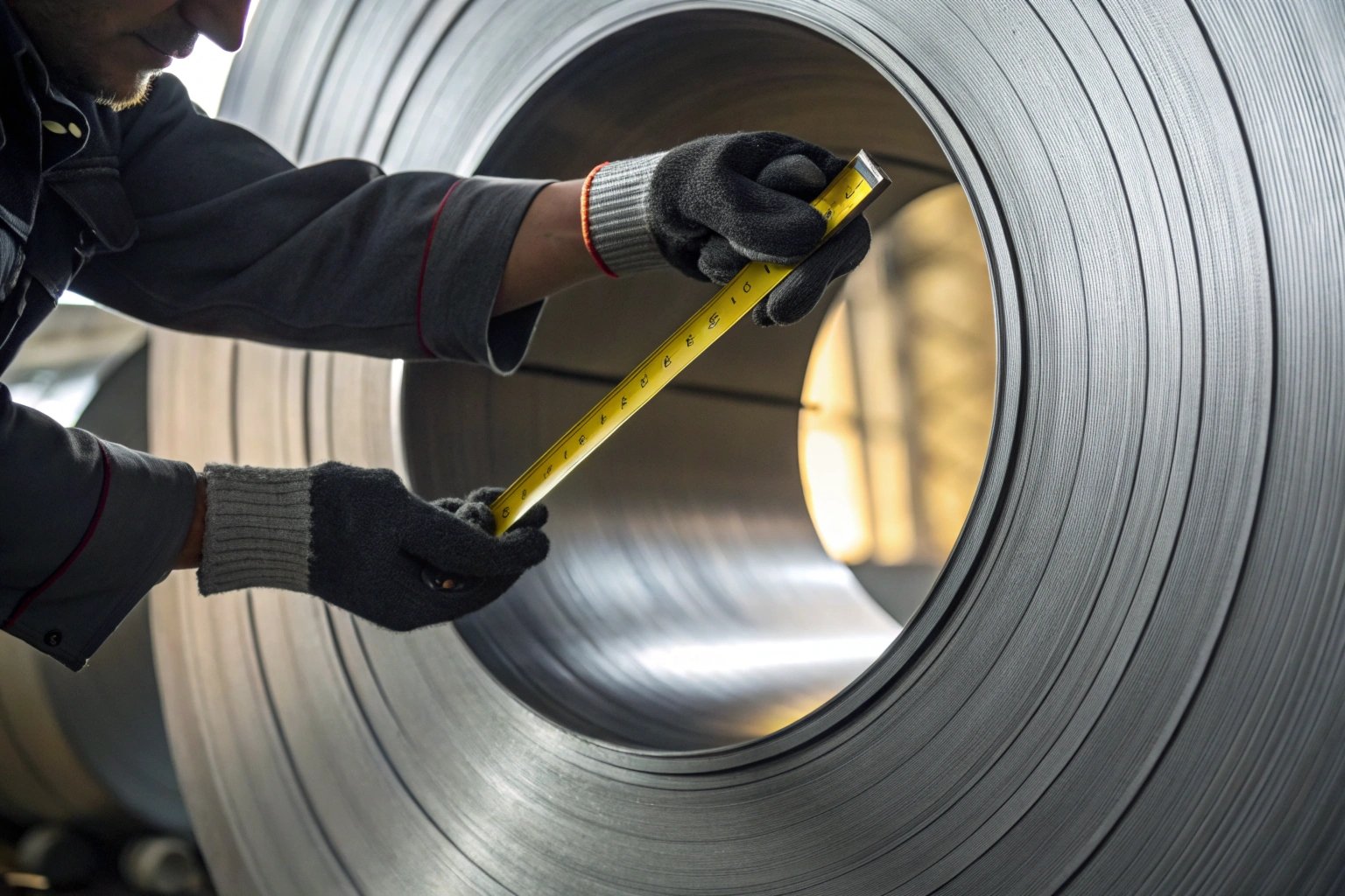 Worker measuring coil inner diameter