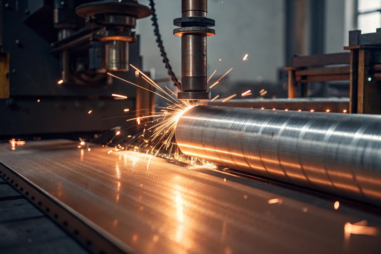 Technician adjusting a can welding machine