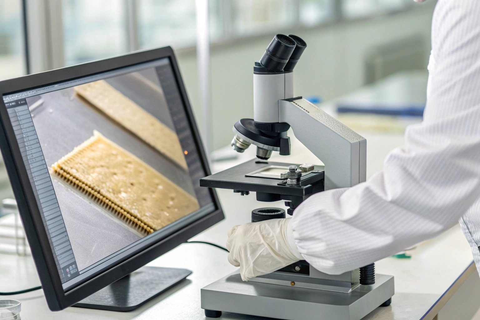 Microscopic view of a clean slit edge without burrs