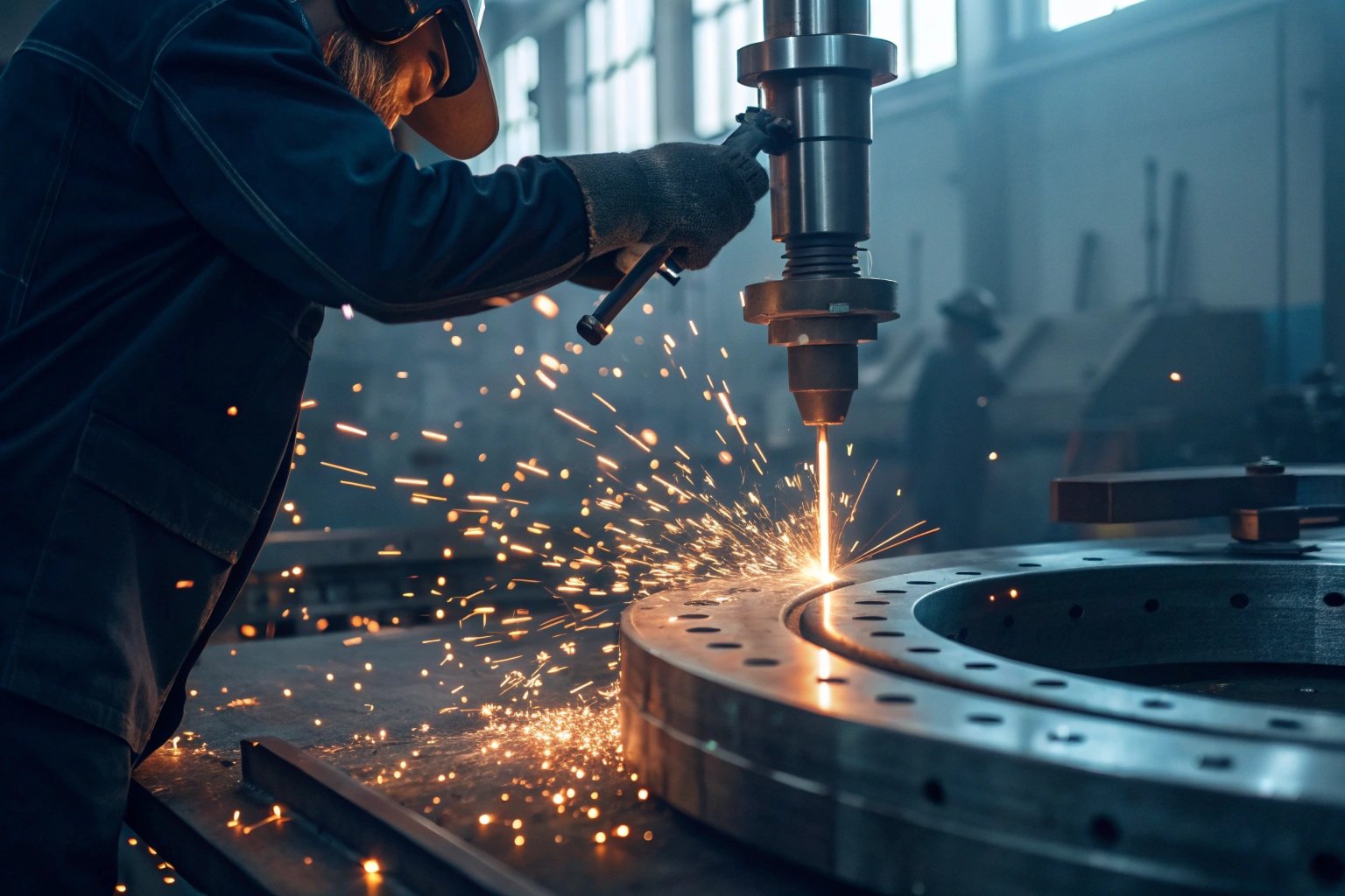 Technician grinding a stamping die