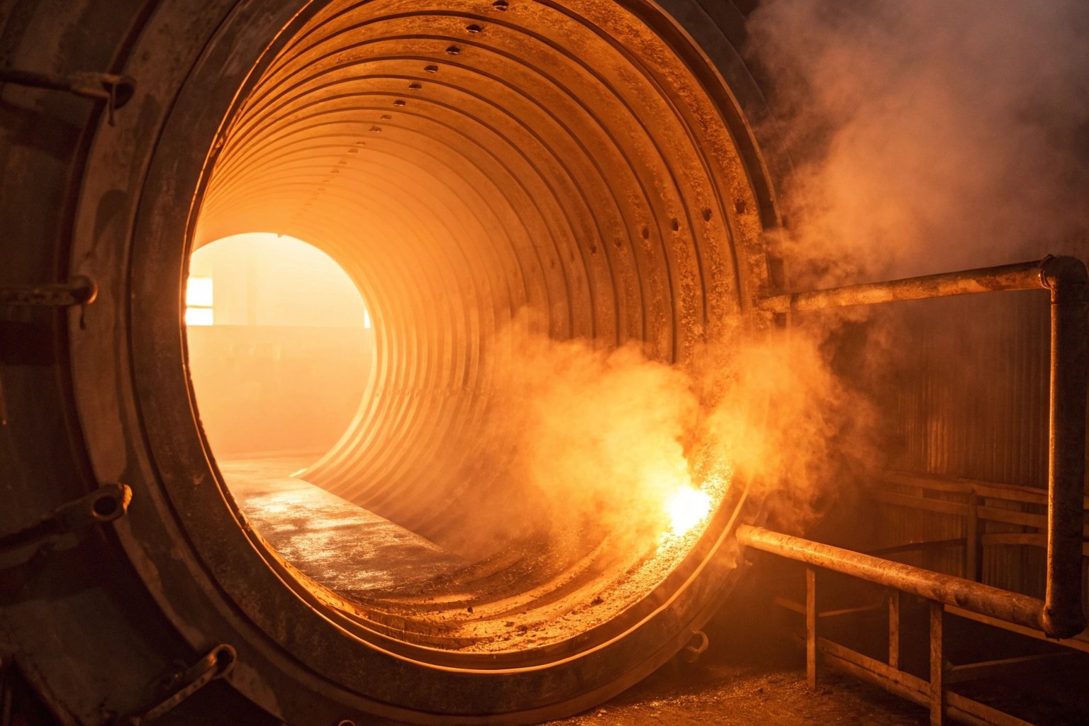 Close-up of a can end showing peaking deformation defects