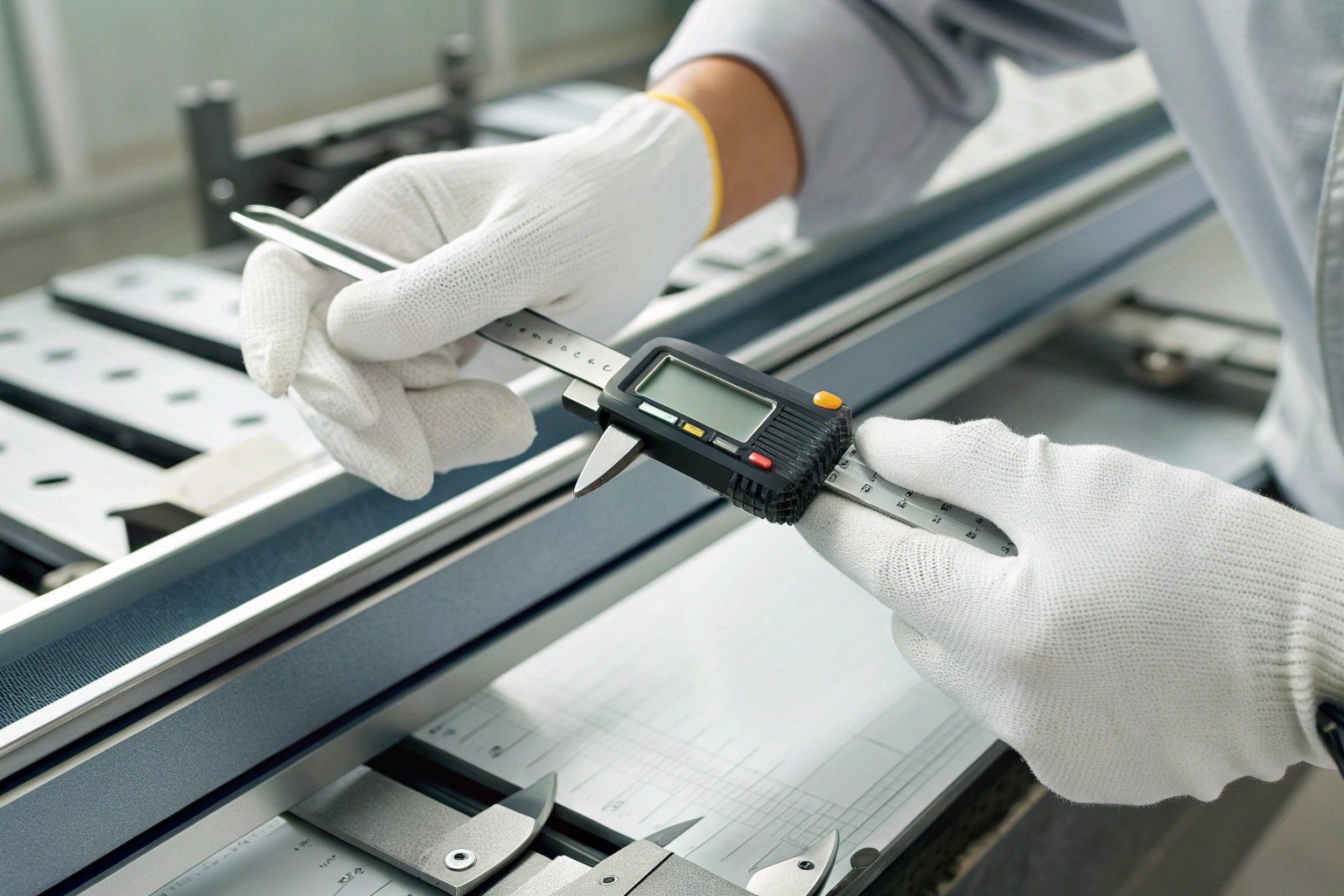 Micrometer measuring thickness of tinplate sheet